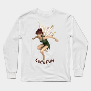 Let's Play No Limits cute elf fairy faerie flying through air dragon wings Long Sleeve T-Shirt